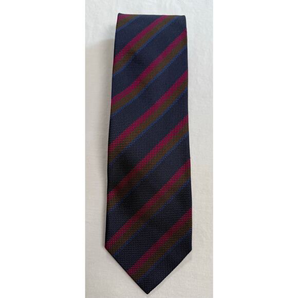 Holland & Sherry London Silk Tie Purple Blue Green Striped London Made in USA - Picture 1 of 6